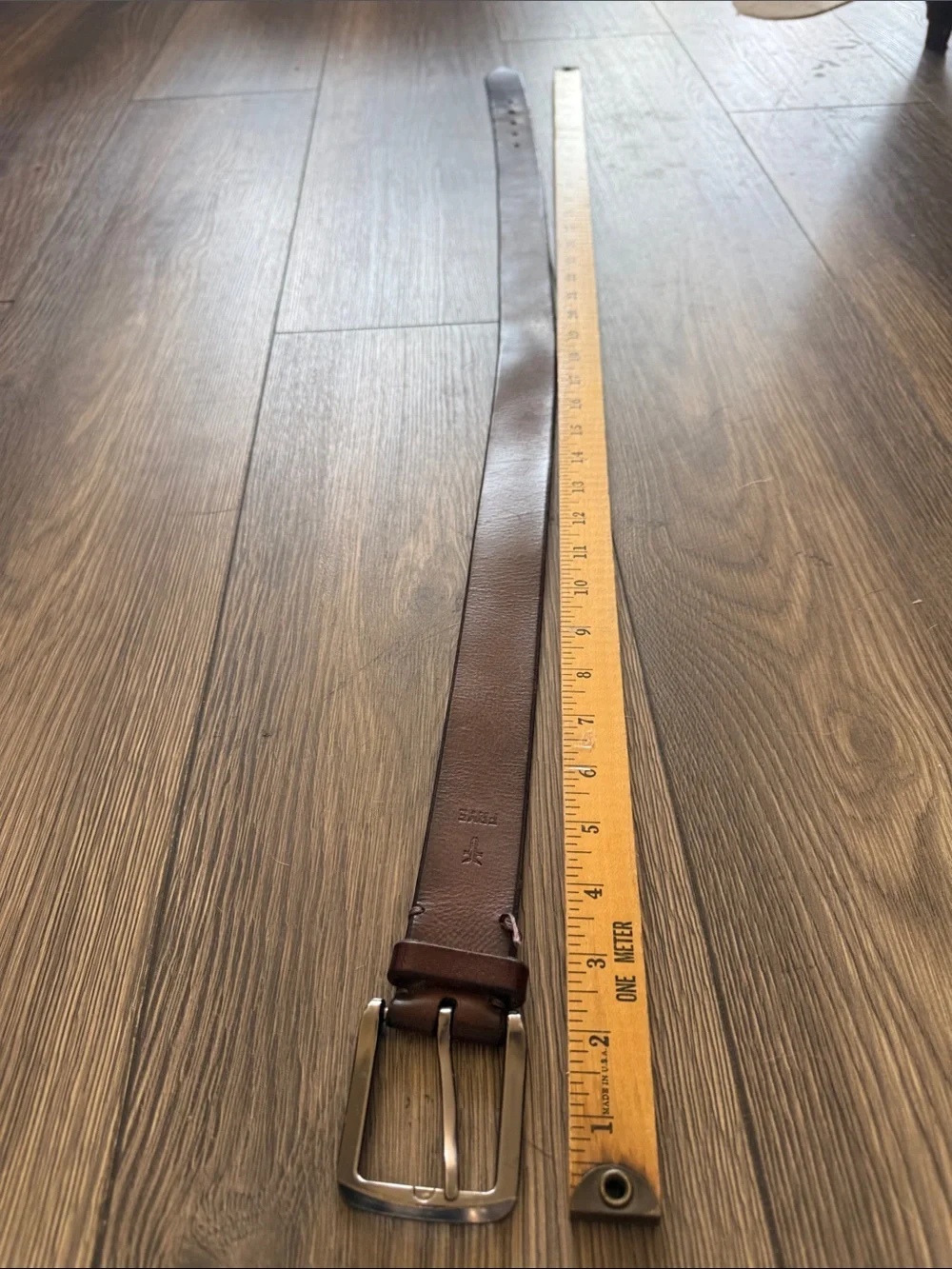 Frye Brown Genuine Leather Belt Gunmetal Buckle Size L